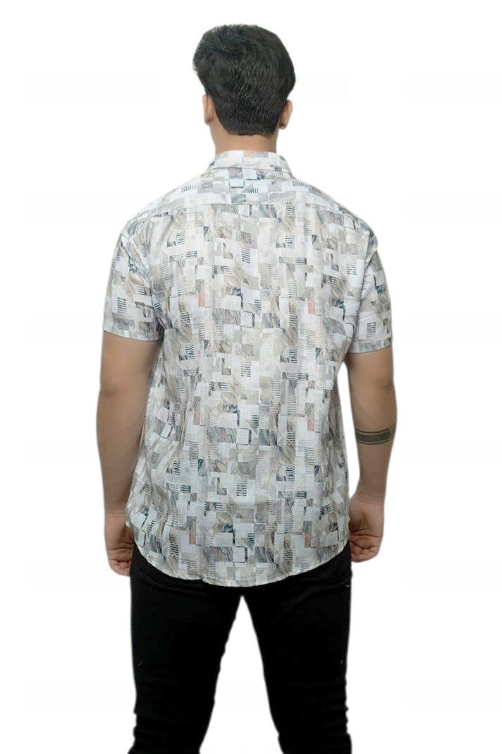 Mosaic Stamps  Half Sleeves Shirt