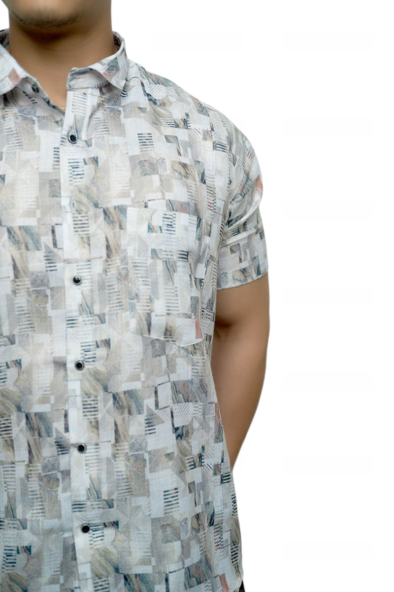 Mosaic Stamps  Half Sleeves Shirt