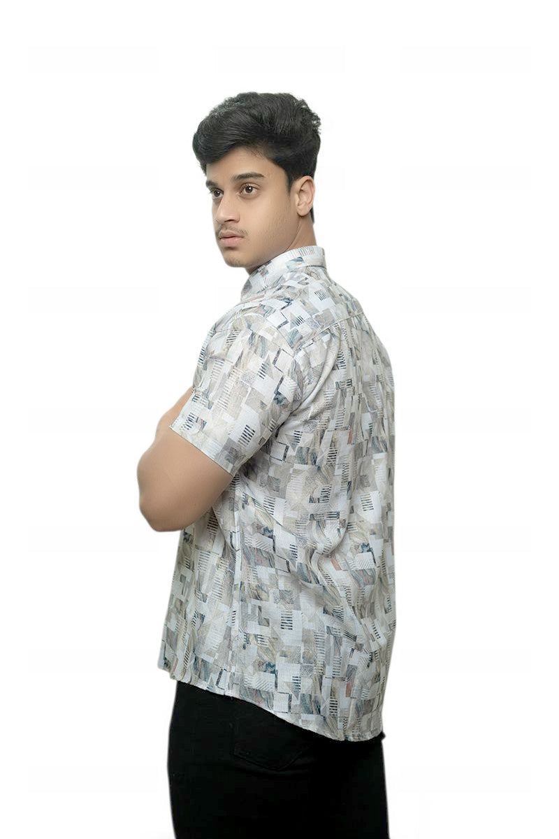 Mosaic Stamps  Half Sleeves Shirt