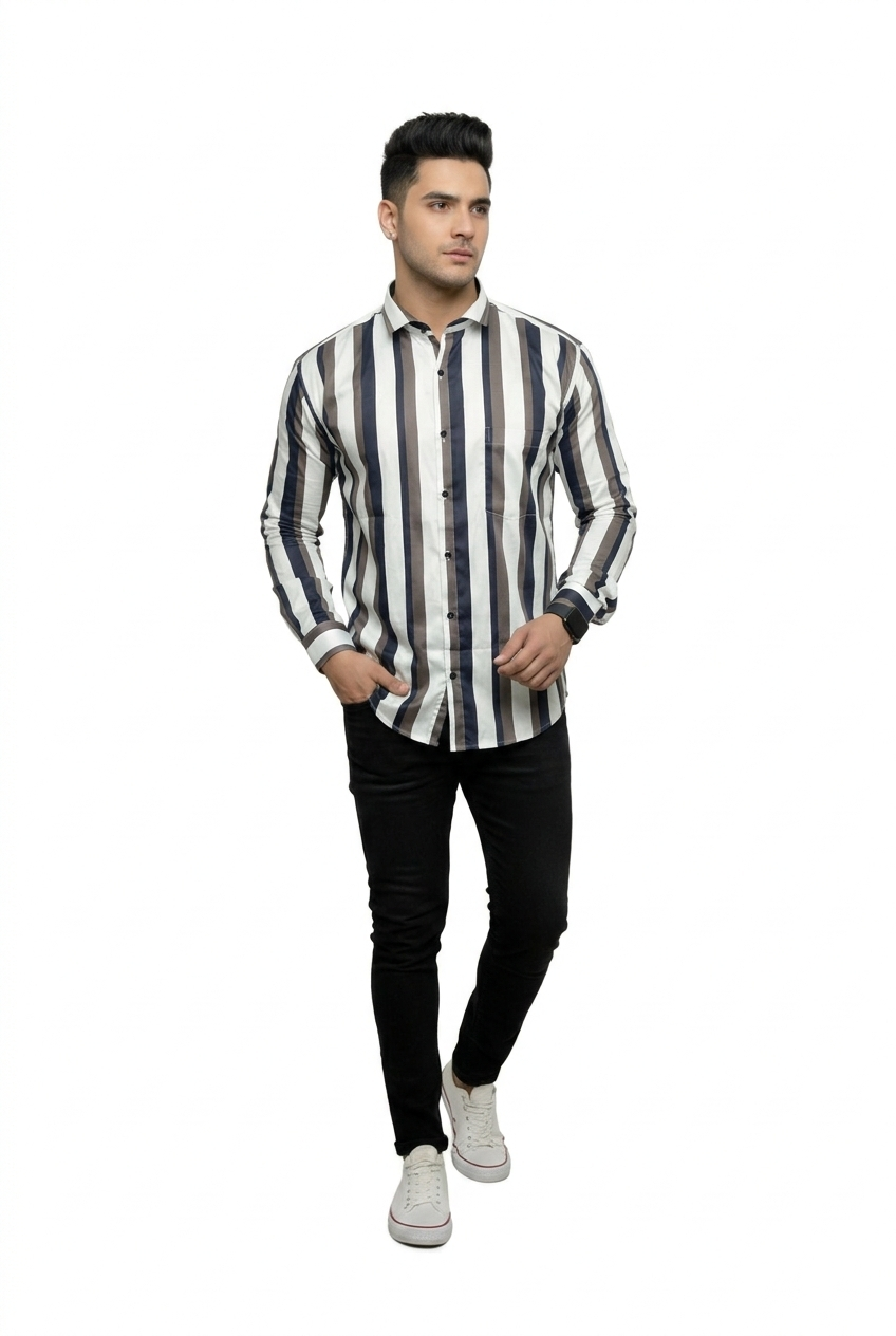 Multi Vertical Stripes Full Sleeves Shirt