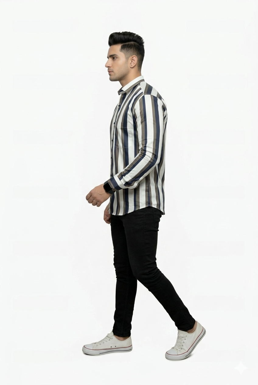 Multi Vertical Stripes Full Sleeves Shirt