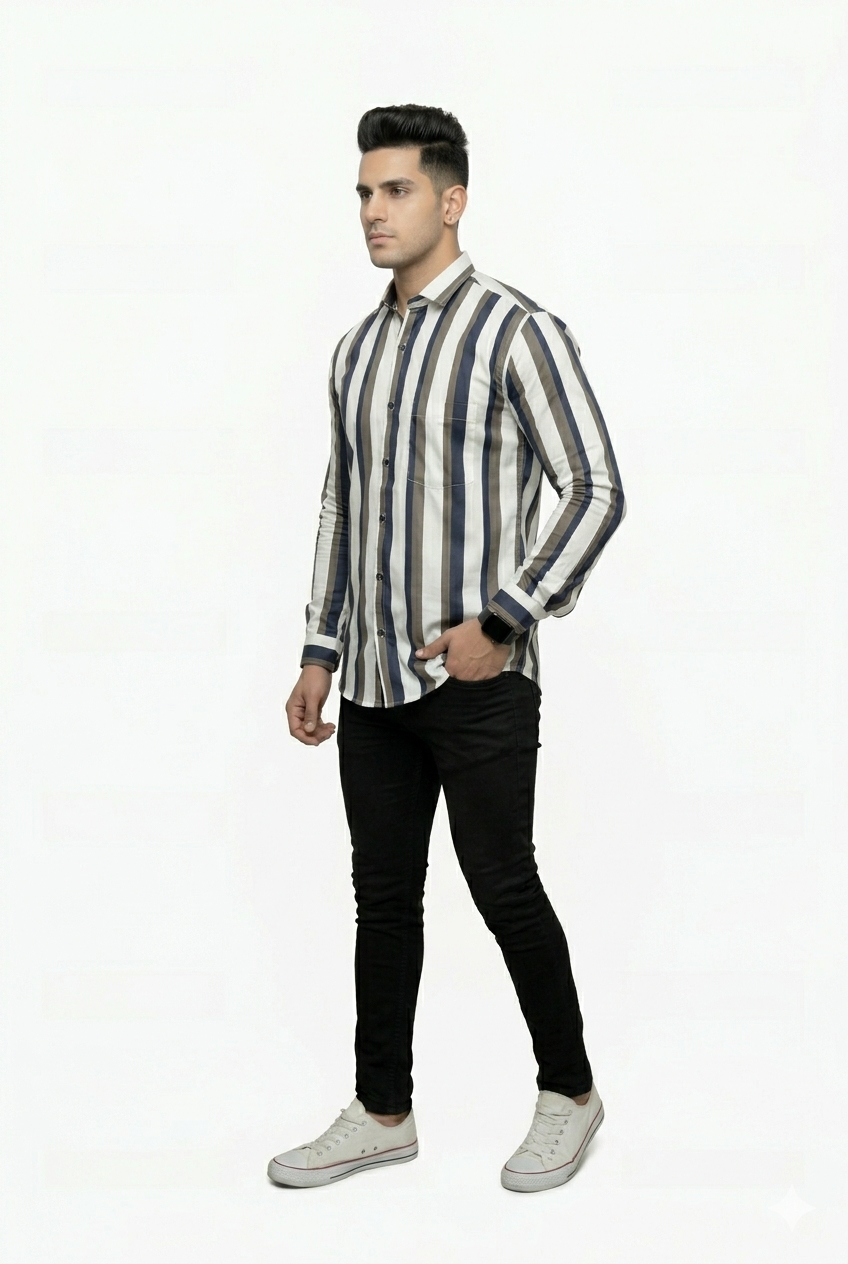 Multi Vertical Stripes Full Sleeves Shirt