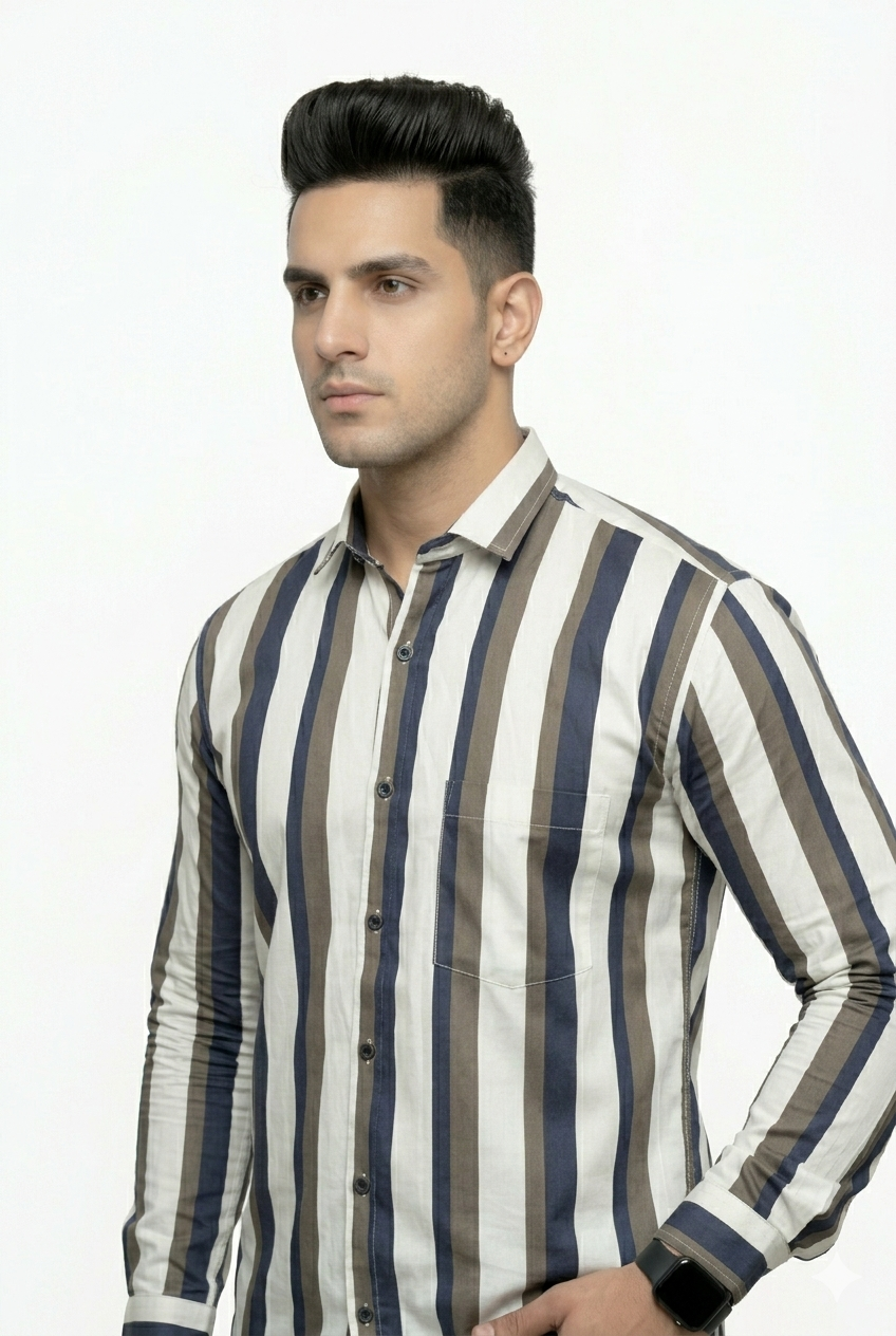 Multi Vertical Stripes Full Sleeves Shirt