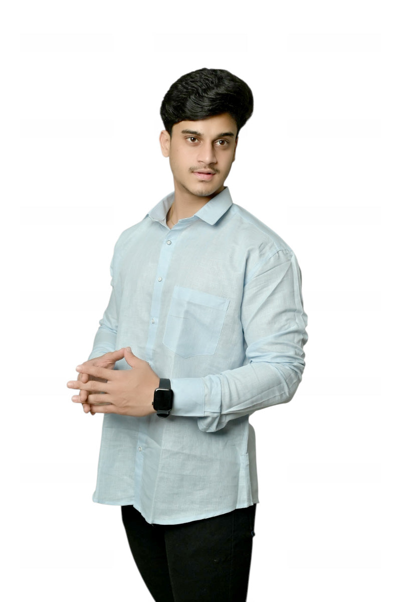 Linen- Sky Blue Full sleeves shirt