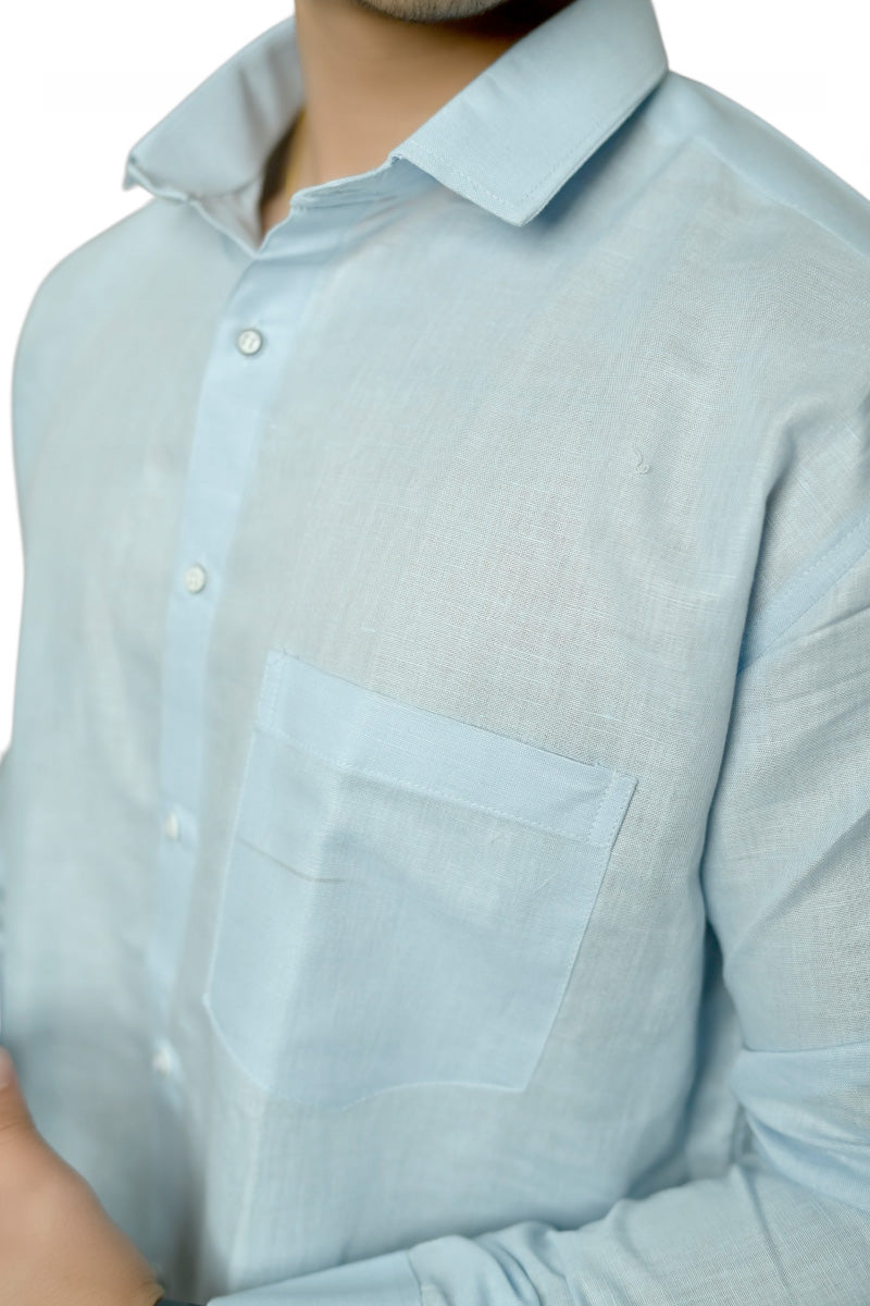 Linen- Sky Blue Full sleeves shirt
