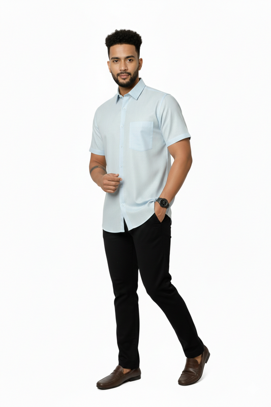 Linen- Sky Blue half sleeves shirt