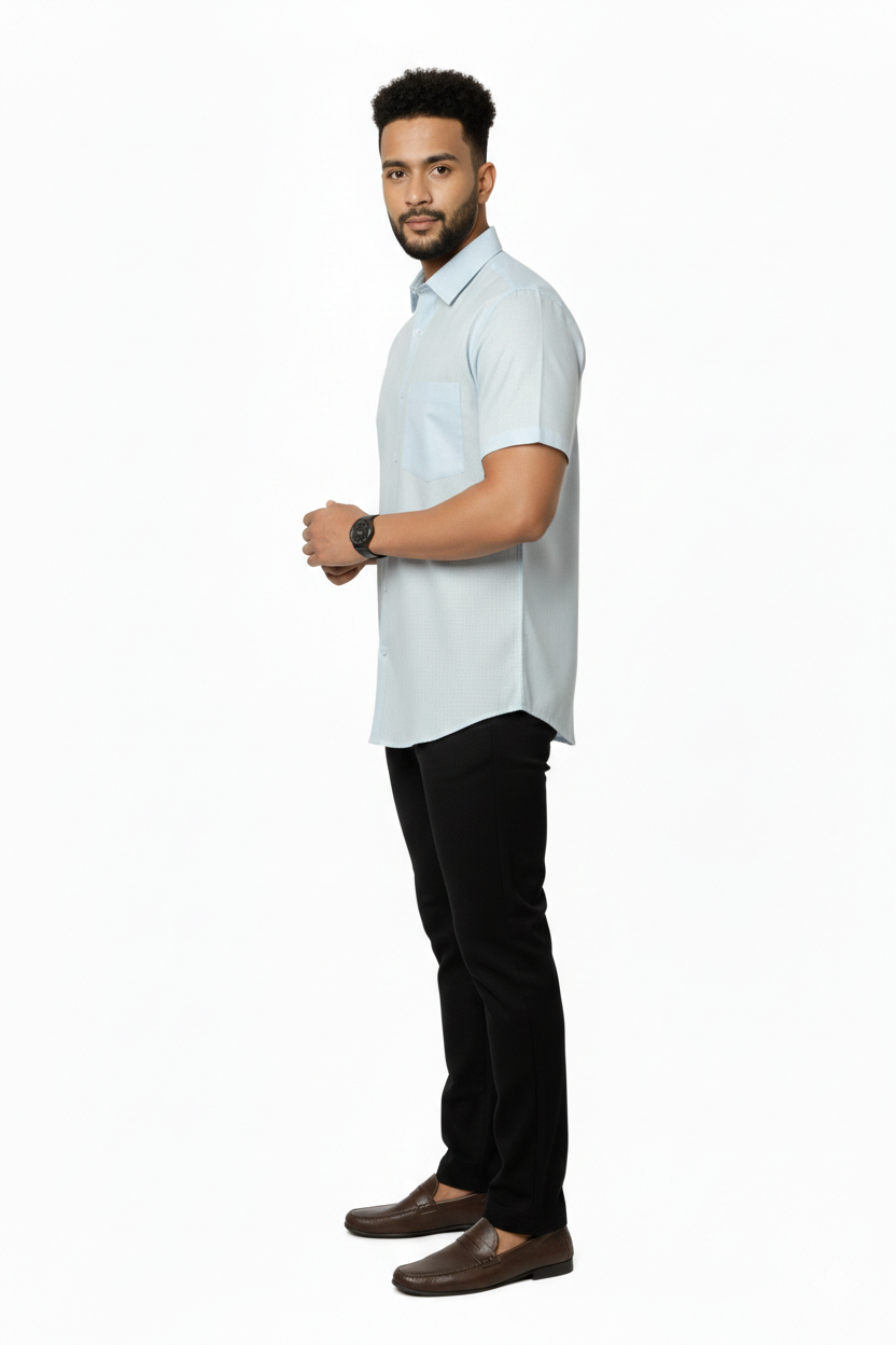 Linen- Sky Blue half sleeves shirt