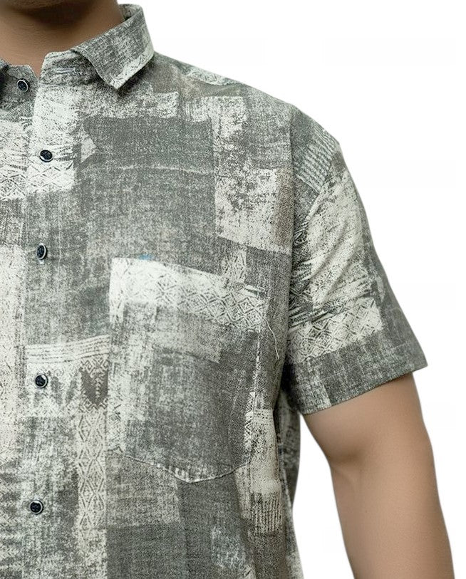Stamped Illusion  Half Sleeves Shirt