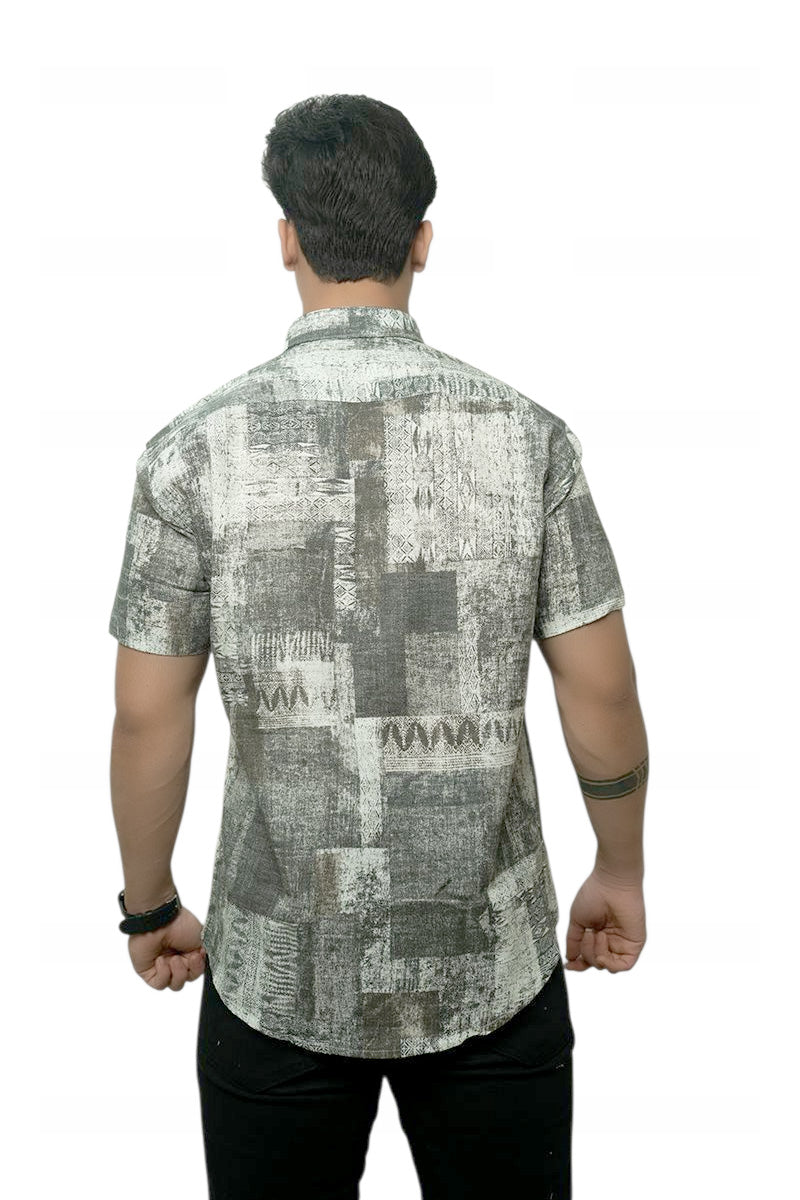 Stamped Illusion  Half Sleeves Shirt
