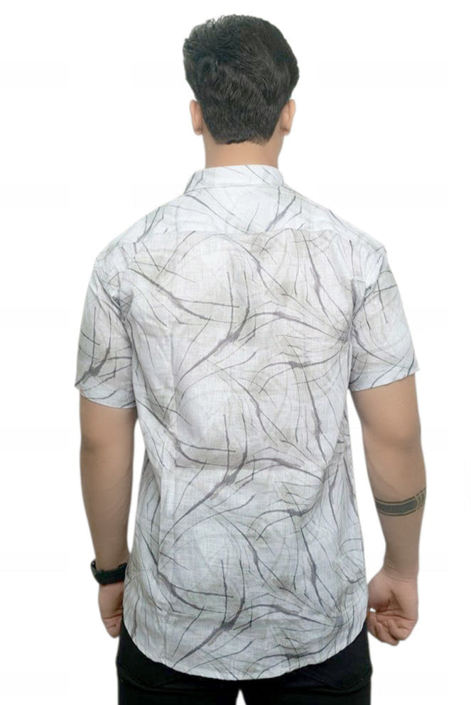 Twig Veins Linen Half Sleeves Shirt
