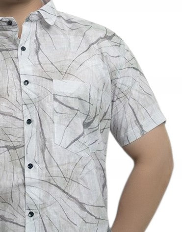 Twig Veins Linen Half Sleeves Shirt