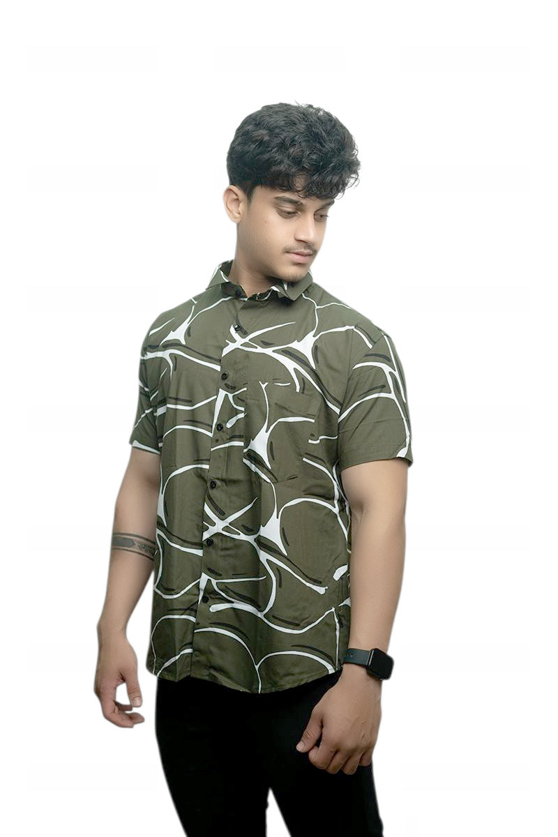 Verdant Claw Branches Half Sleeves Shirt