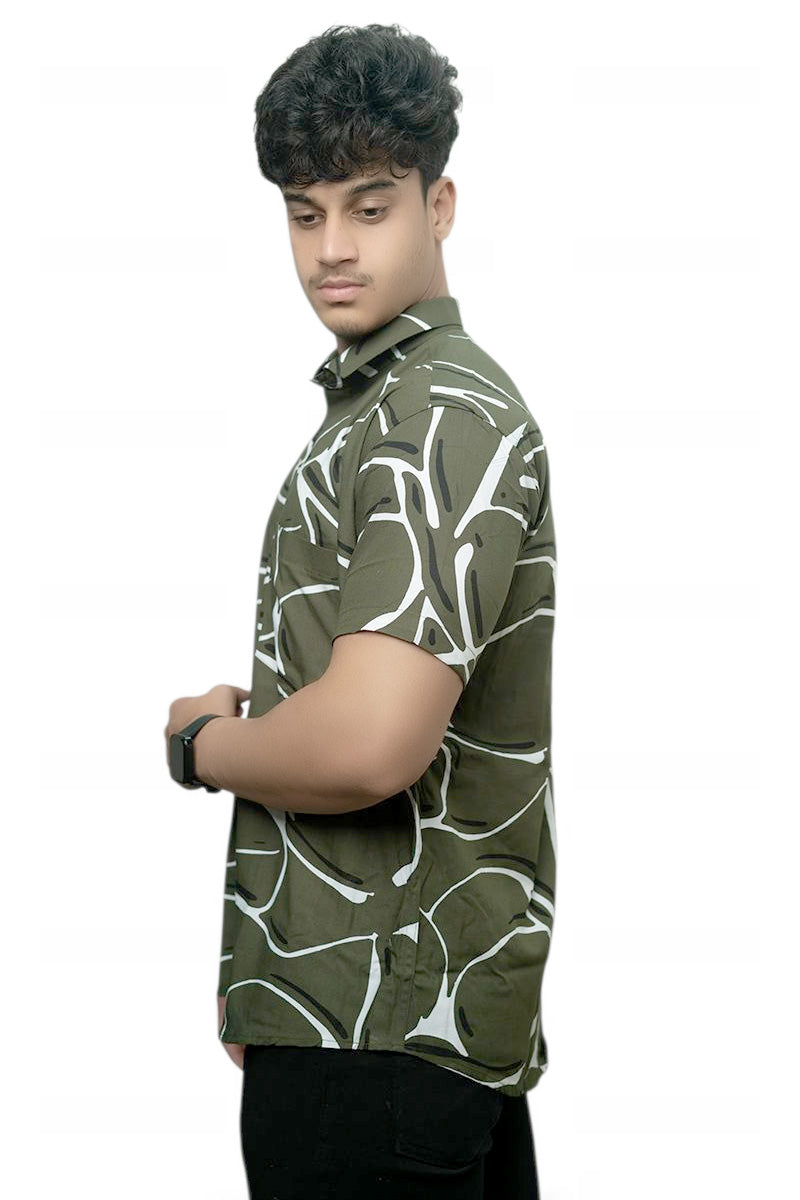 Verdant Claw Branches Half Sleeves Shirt