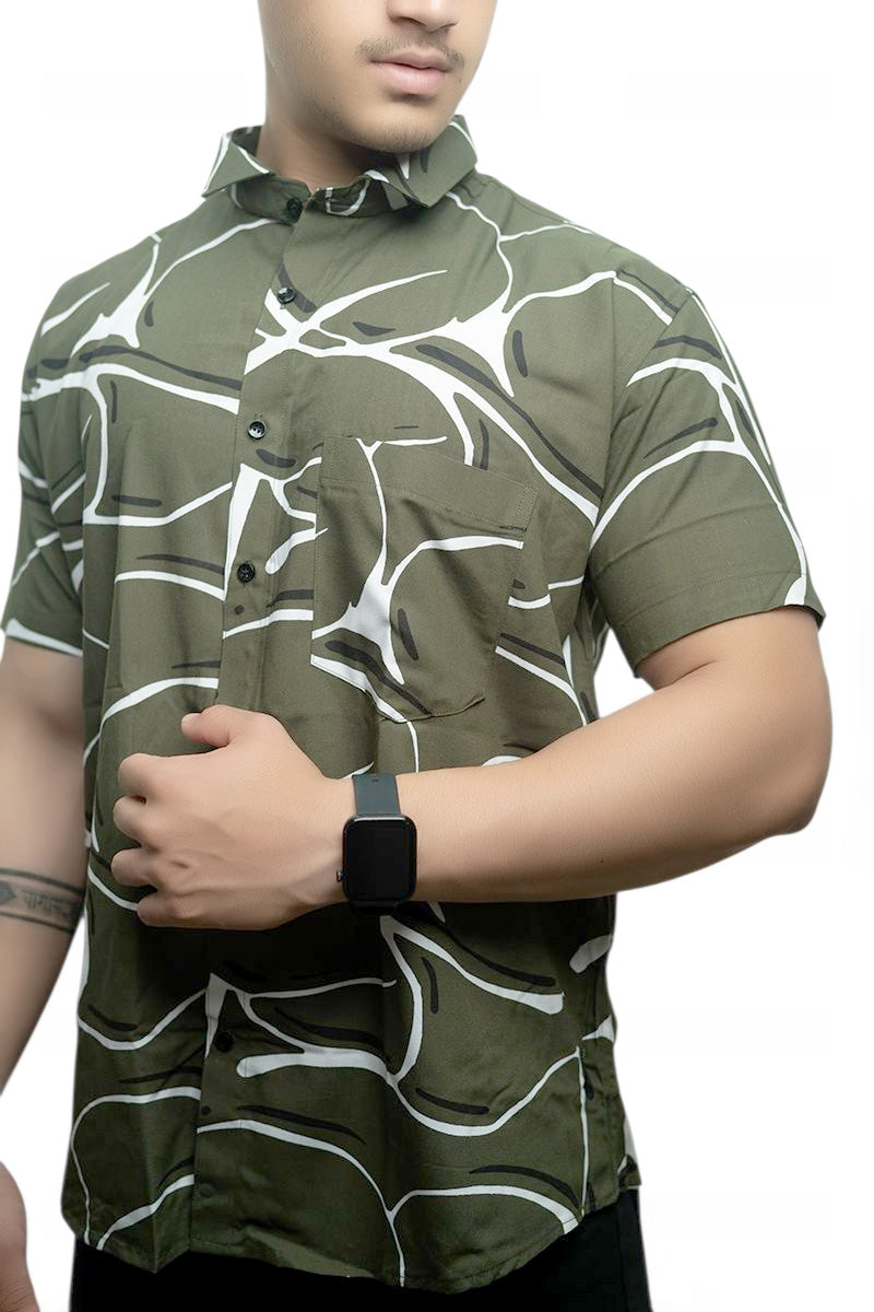 Verdant Claw Branches Half Sleeves Shirt