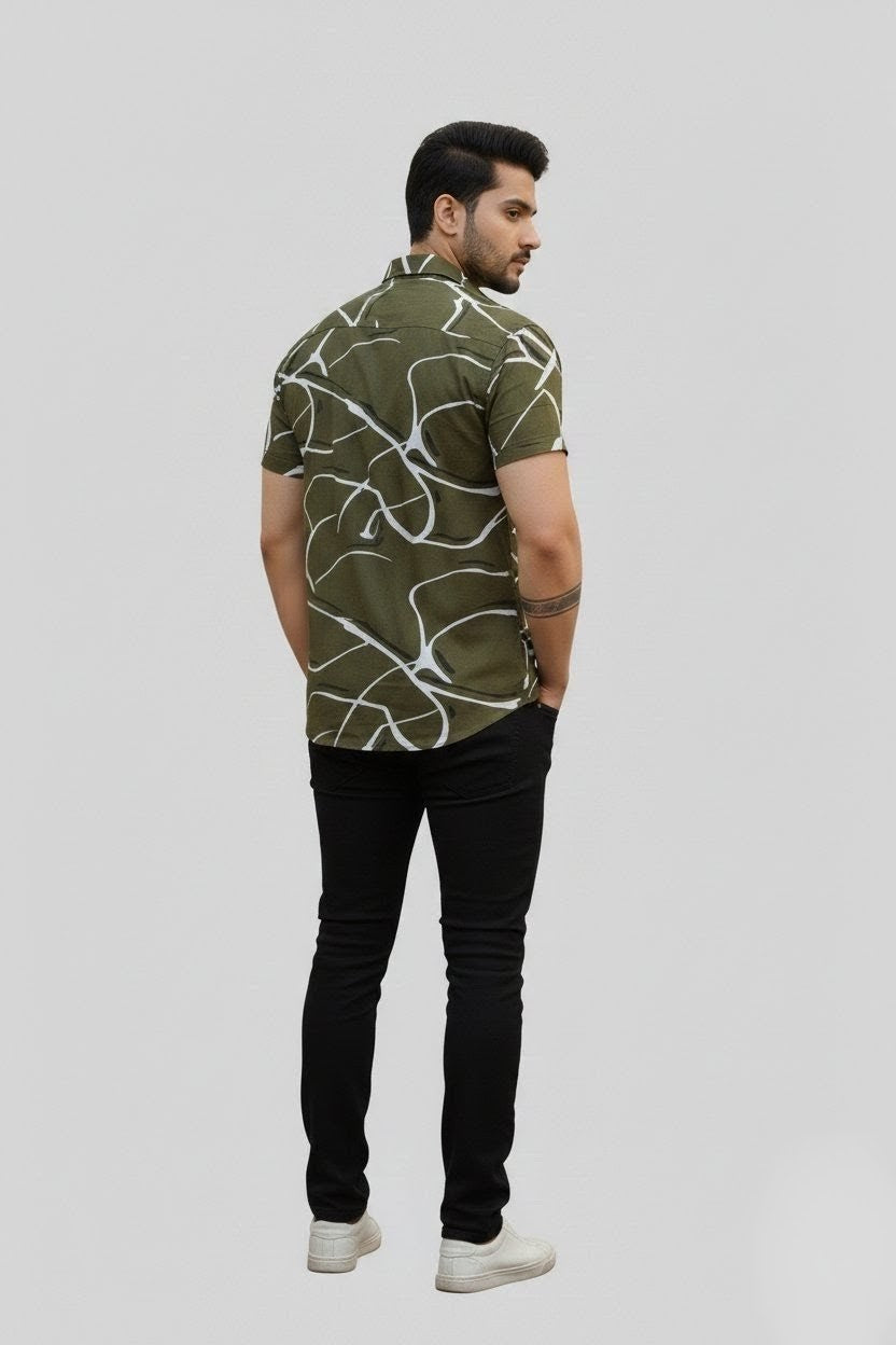 Verdant Claw Branches Half Sleeves Shirt