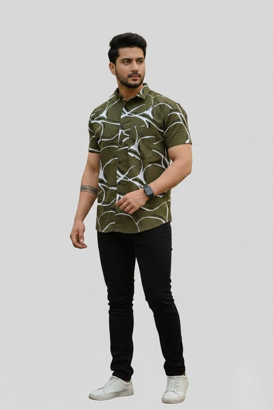 Verdant Claw Branches Half Sleeves Shirt