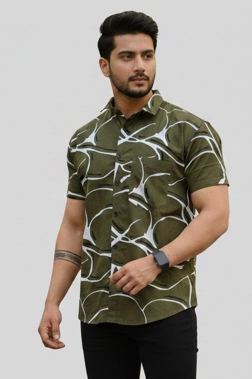 Verdant Claw Branches Half Sleeves Shirt