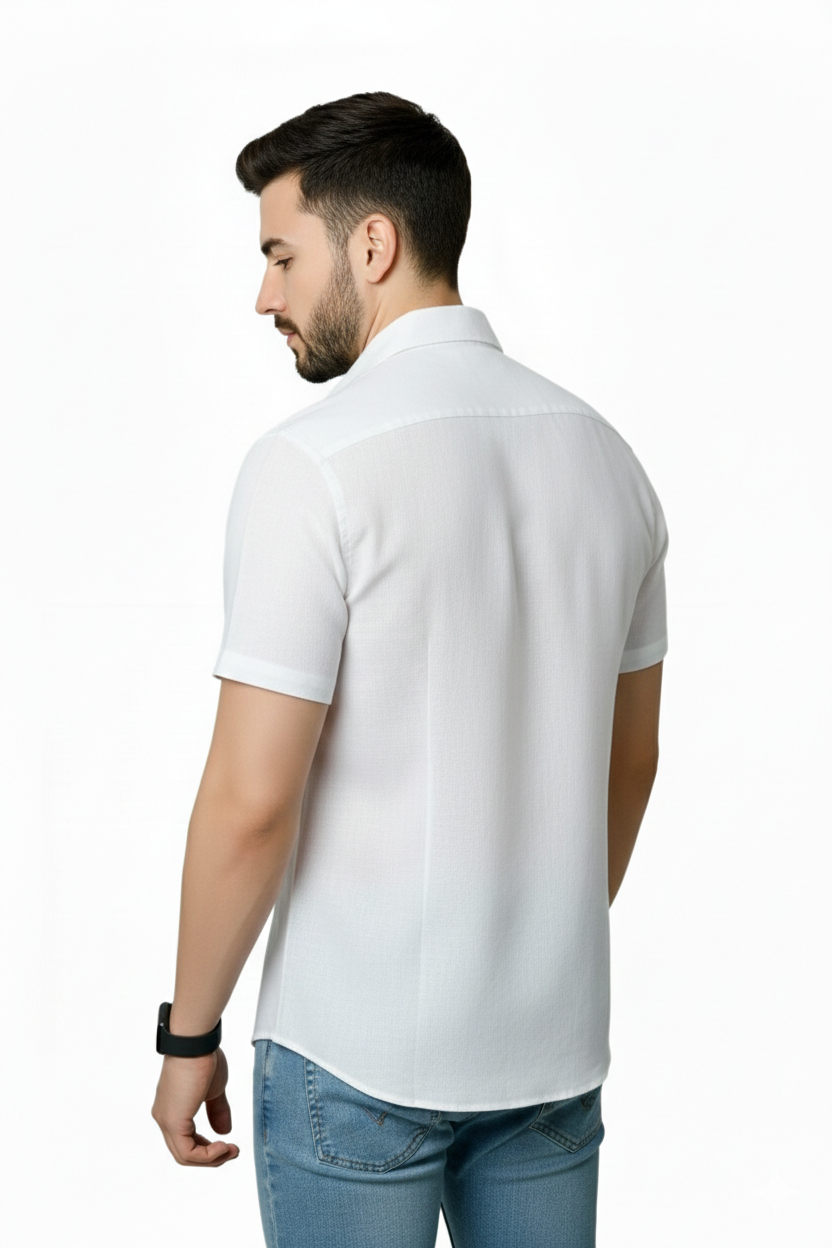 Linen- White half sleeves shirt