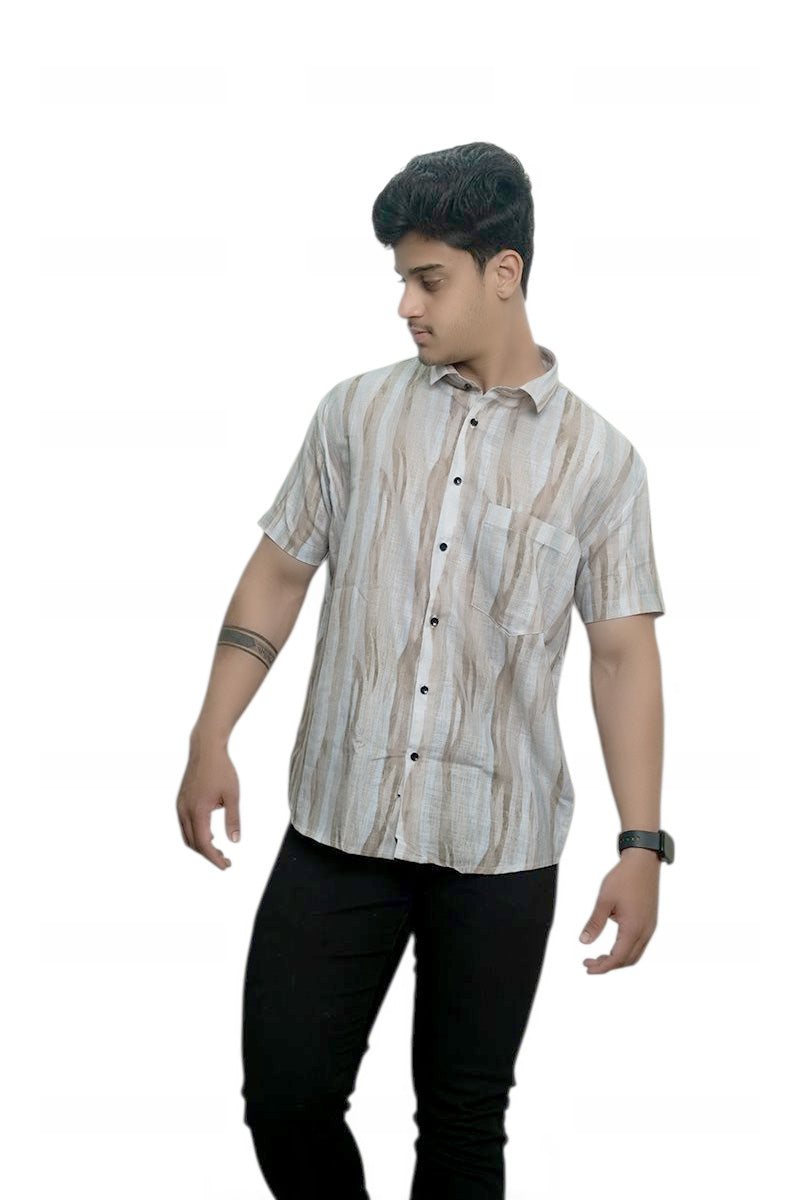 Wood Echo Linen Half Sleeves Shirt