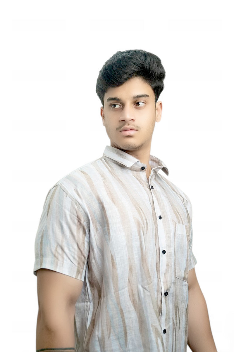 Wood Echo Linen Half Sleeves Shirt