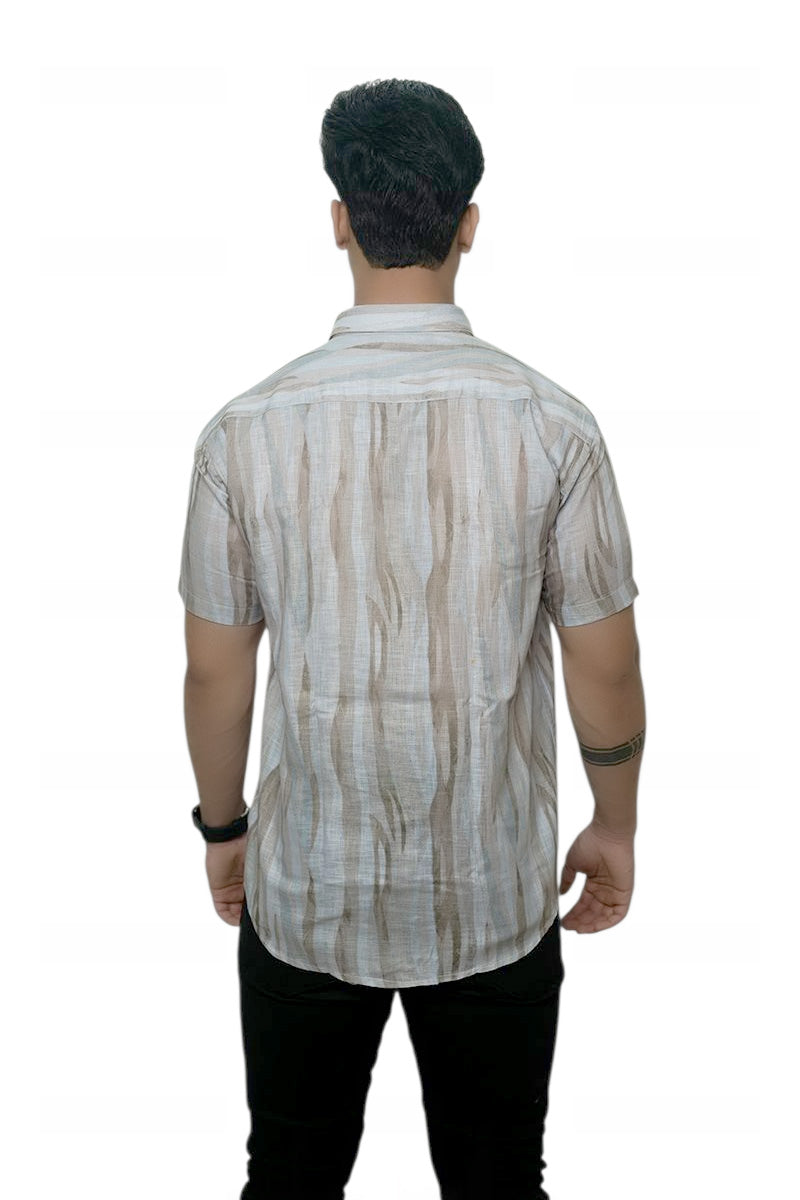 Wood Echo Linen Half Sleeves Shirt