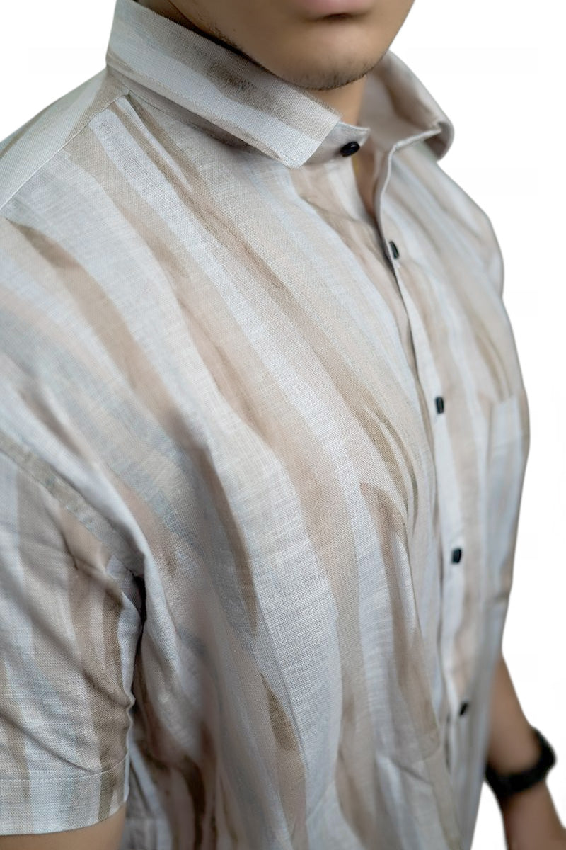 Wood Echo Linen Half Sleeves Shirt