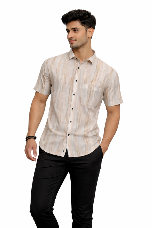 Wood Echo Linen Half Sleeves Shirt