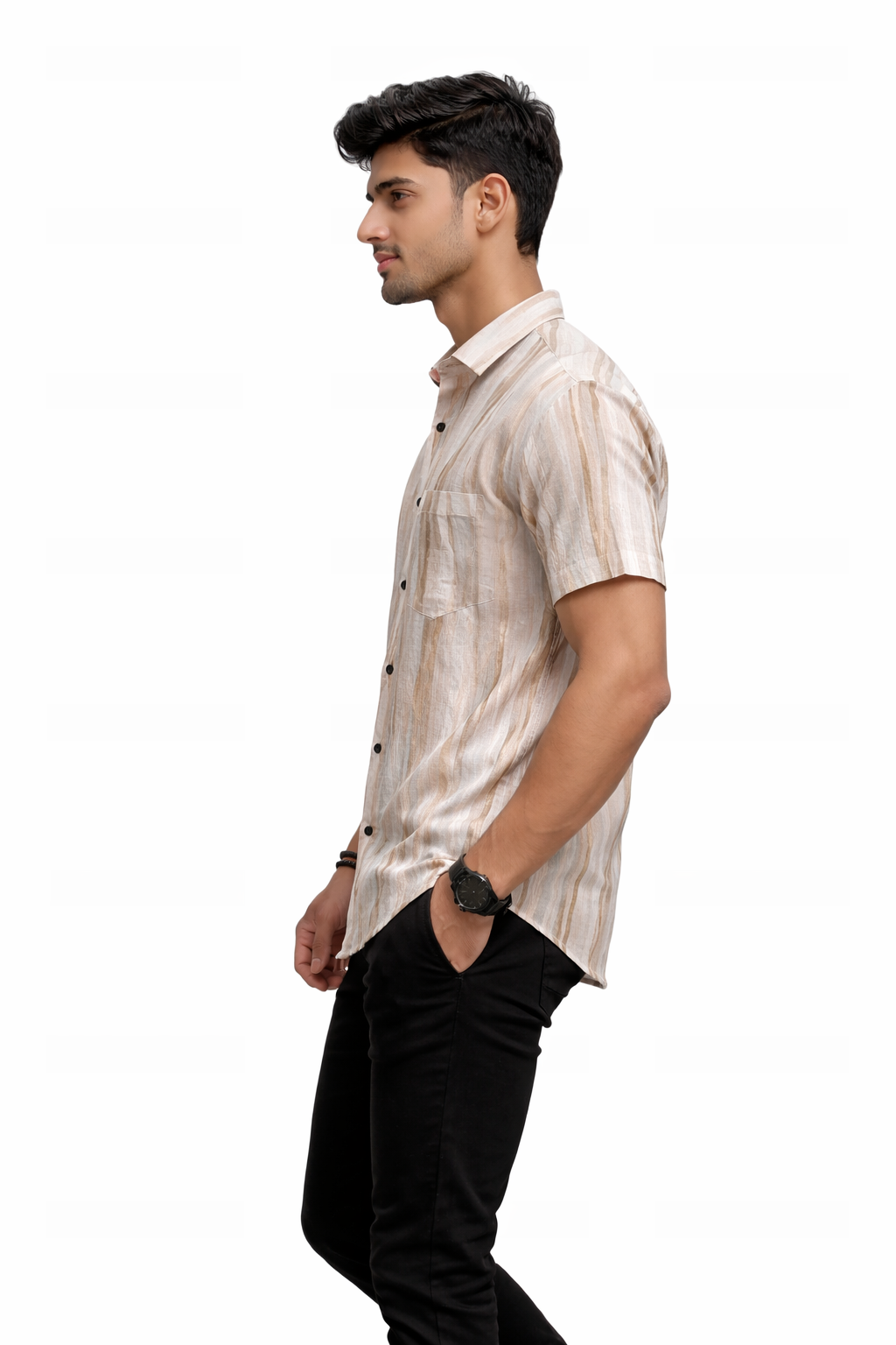 Wood Echo Linen Half Sleeves Shirt