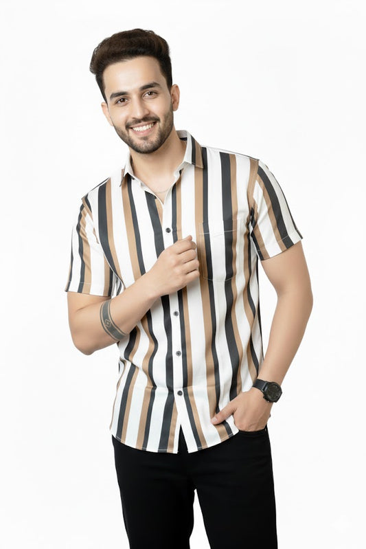 Luxe Striped Half Sleeves Shirt