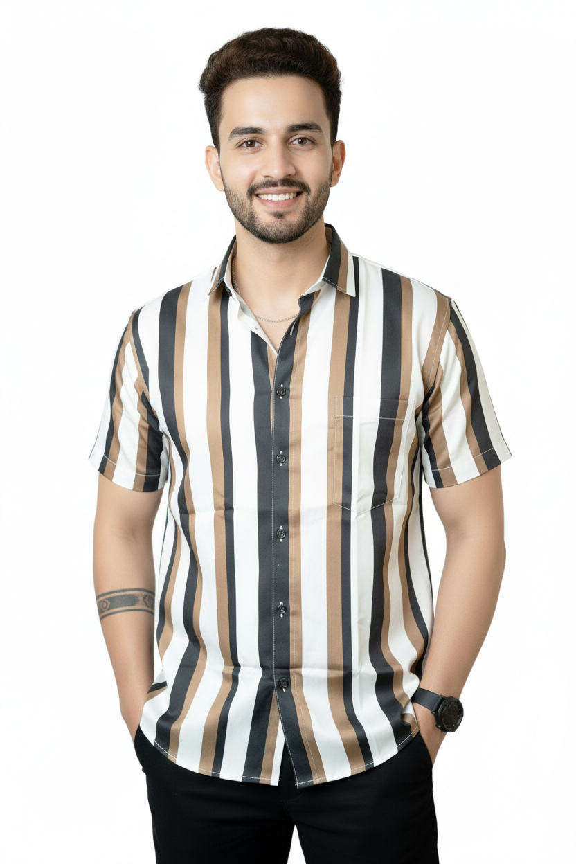 Luxe Striped Half Sleeves Shirt