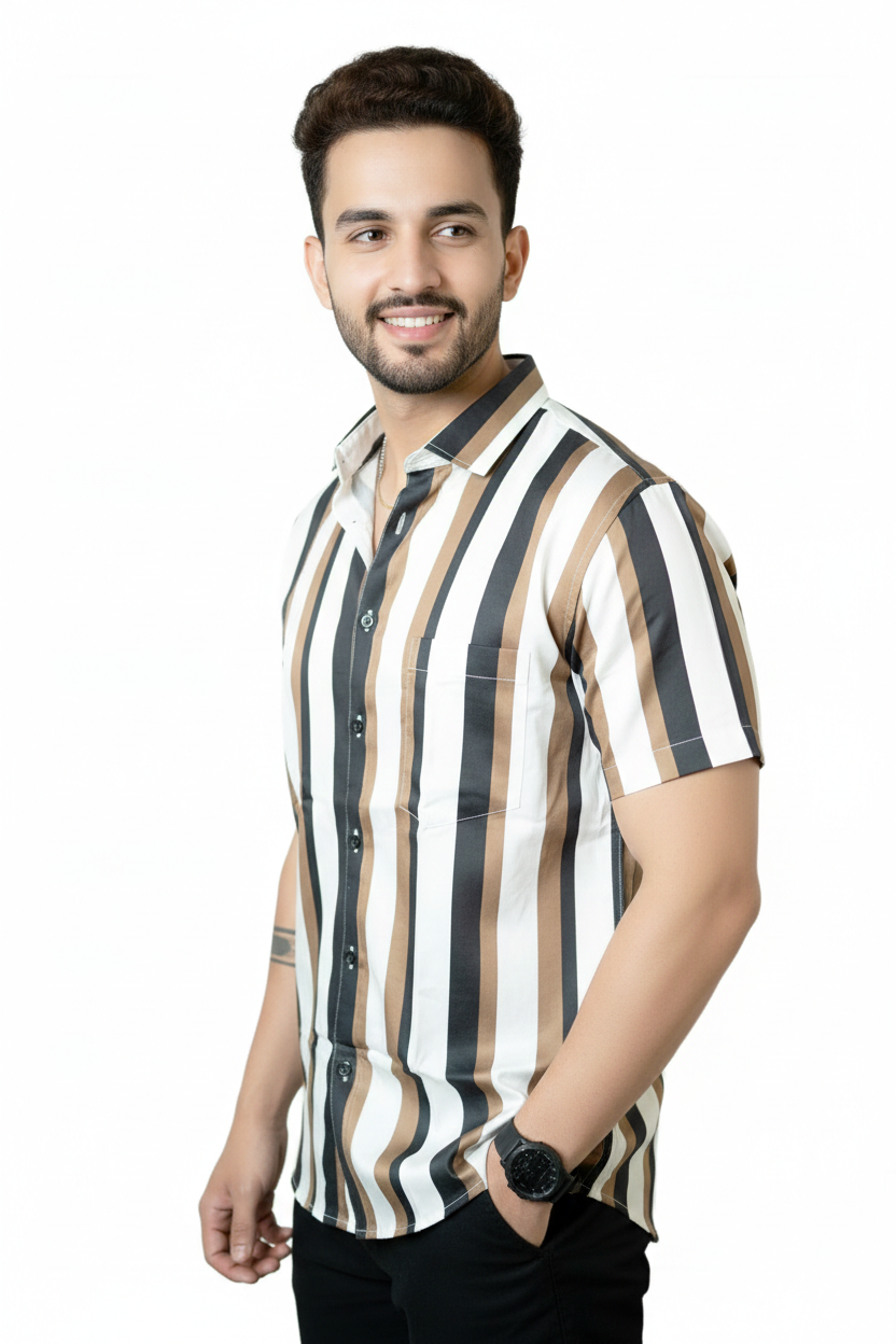 Luxe Striped Half Sleeves Shirt