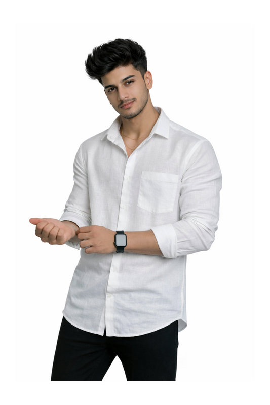 Linen- White Full sleeves shirt
