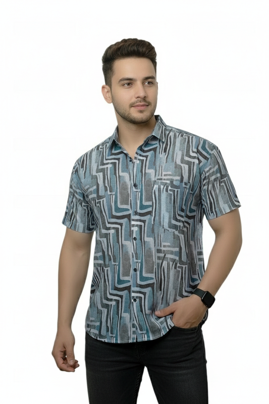 Midnight Hues Linen Half Sleeves Shirt