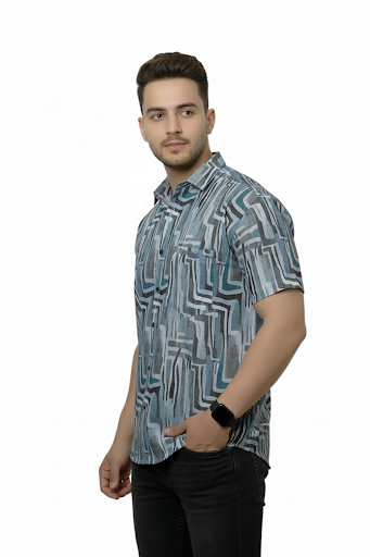 Midnight Hues Linen Half Sleeves Shirt